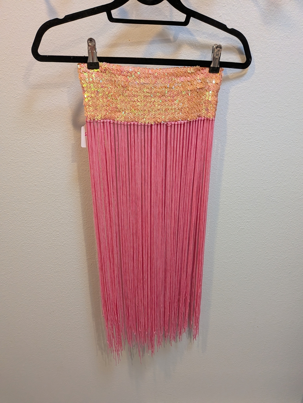 NWT Pink Sequin Fringe Overlay Midi Skirt One Size